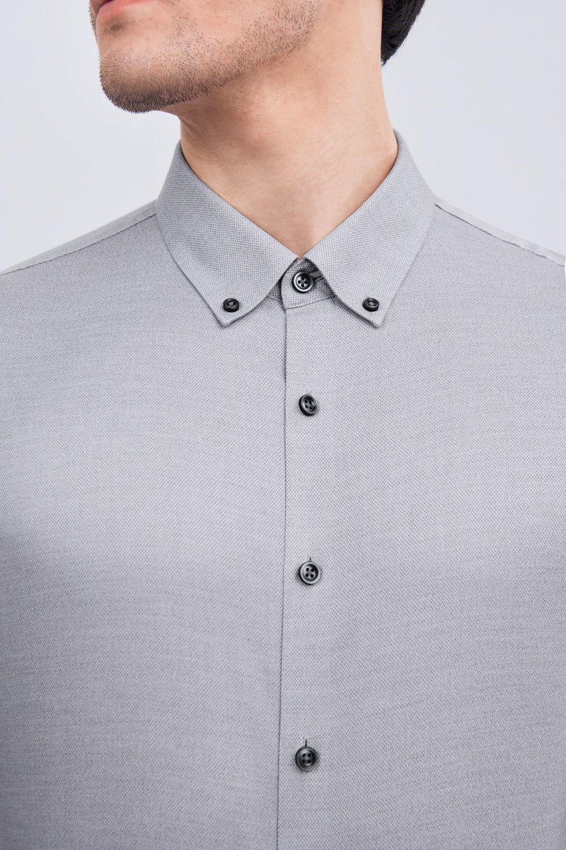 Waterless Dye Button-Down Smart Shirt | Grey 25238N - Image 2
