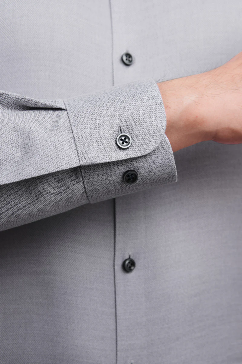 Waterless Dye Button-Down Smart Shirt | Grey 25238N - Image 5