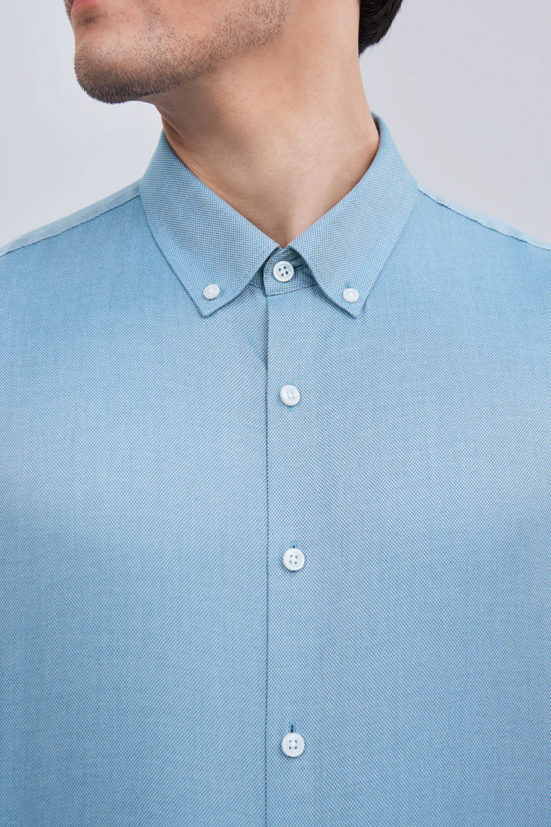 Waterless Dye Button-Down Smart Shirt | Indigo Blue 25239N - Image 2