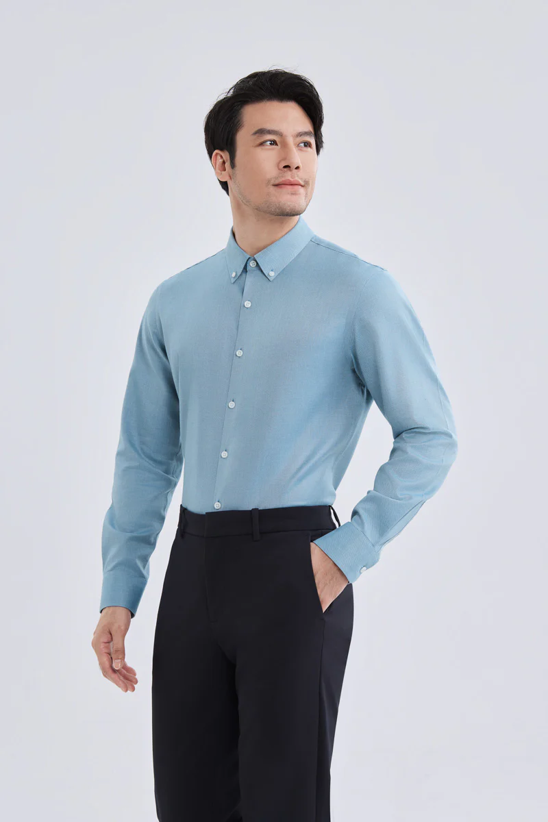 Waterless Dye Button-Down Smart Shirt | Indigo Blue 25239N - Image 5
