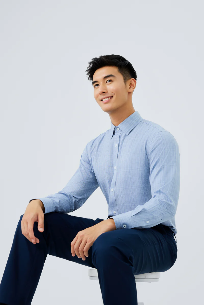 Waterless Dye Dress Shirt | Blue 23410N - Image 5