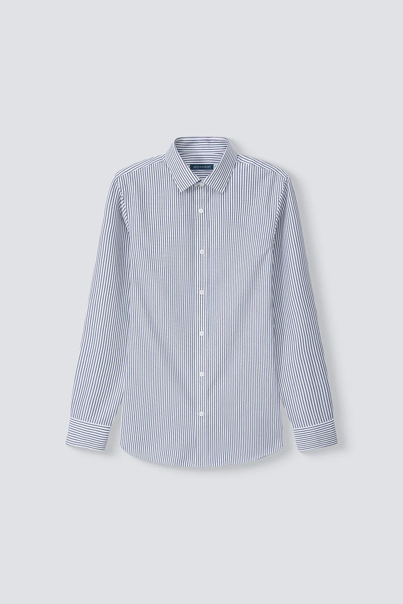 Waterless Dye Dress Shirt | Dark Blue Stripes 22565N - Image 12