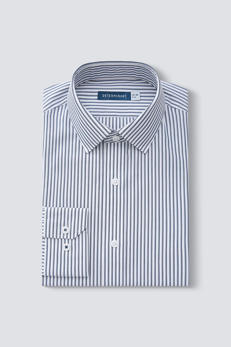 Waterless Dye Dress Shirt | Dark Blue Stripes 22565N - Image 13