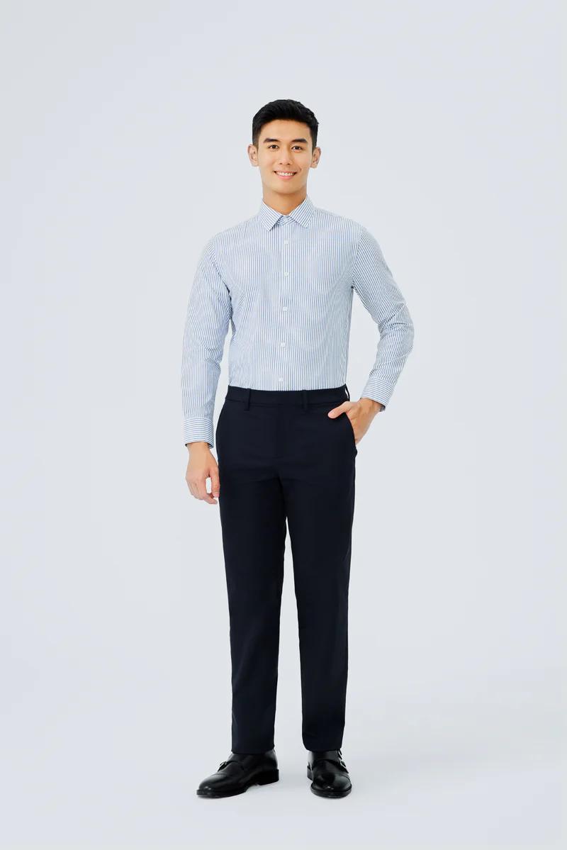 Waterless Dye Dress Shirt | Dark Blue Stripes 22565N - Image 3