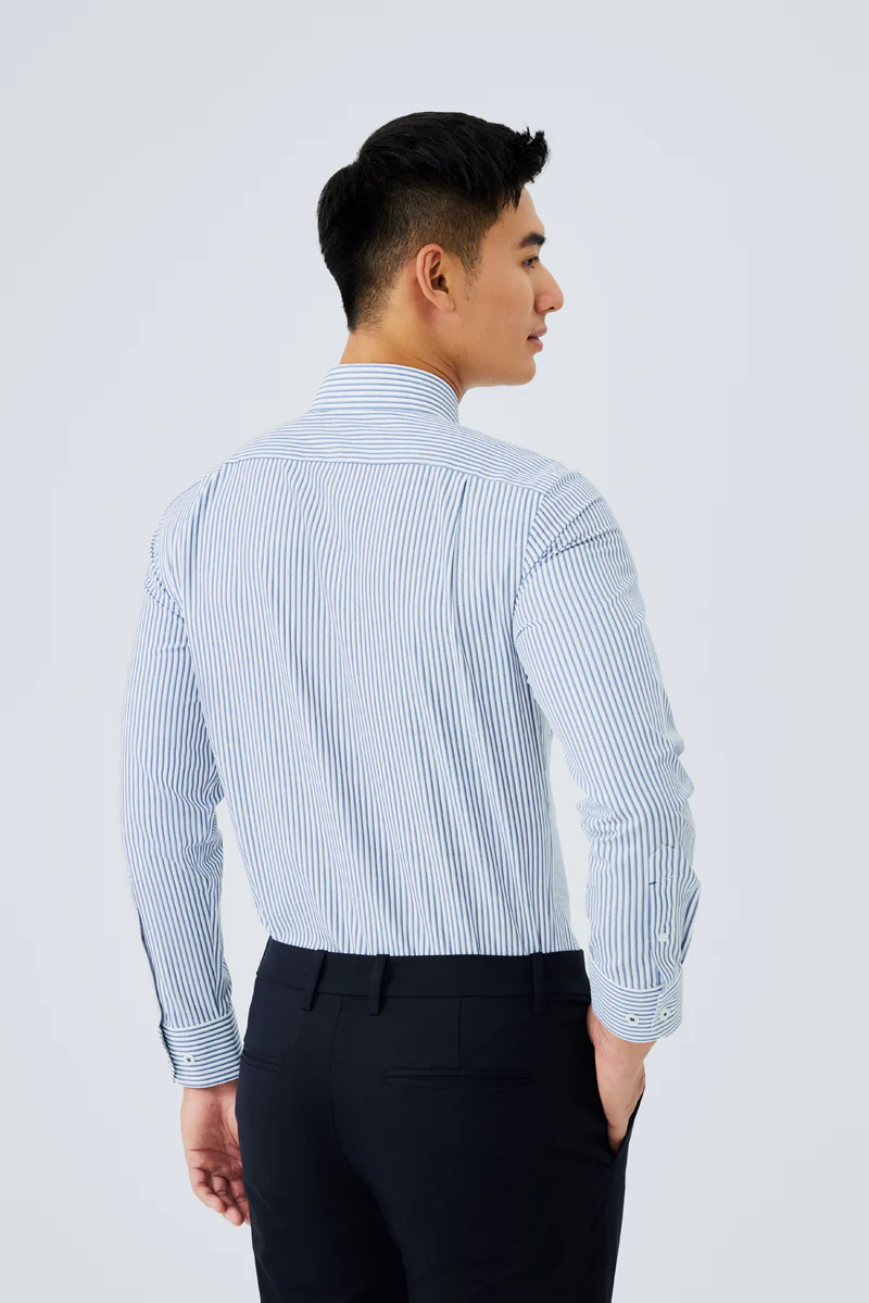 Waterless Dye Dress Shirt | Dark Blue Stripes 22565N - Image 4