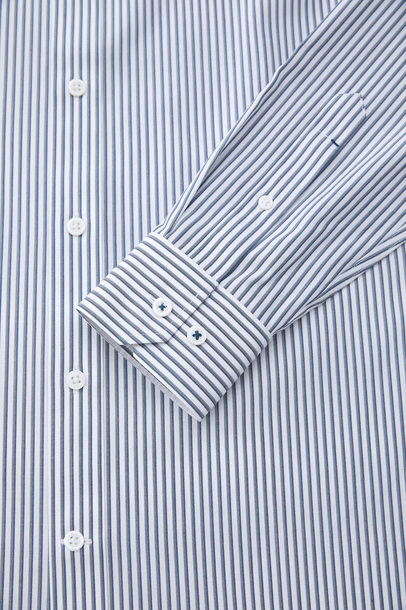 Waterless Dye Dress Shirt | Dark Blue Stripes 22565N - Image 9