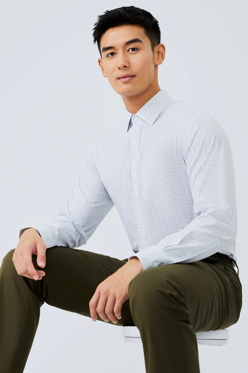 Waterless Dye Dress Shirt | White Multi-Check 20812N - Image 5