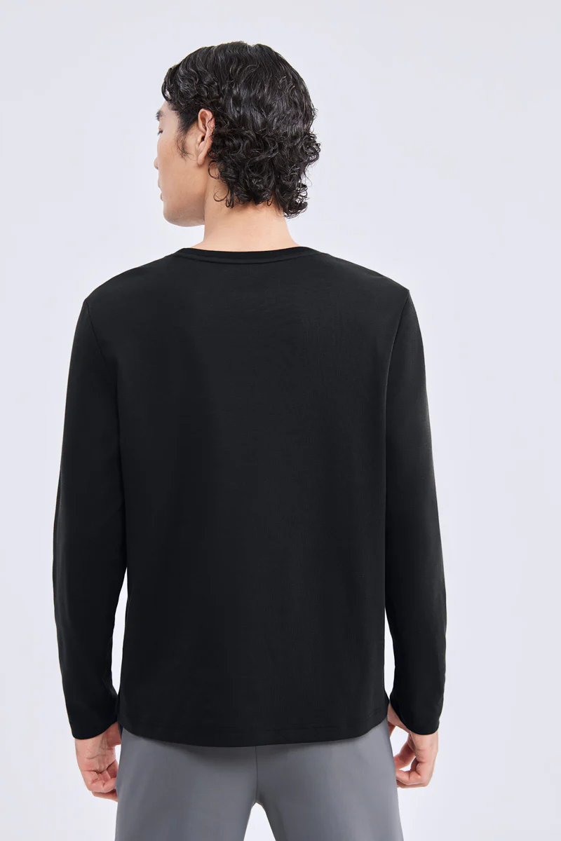 Waterless Dye Long Sleeve Crew Neck T-Shirt | Black BKYD01 - Image 3