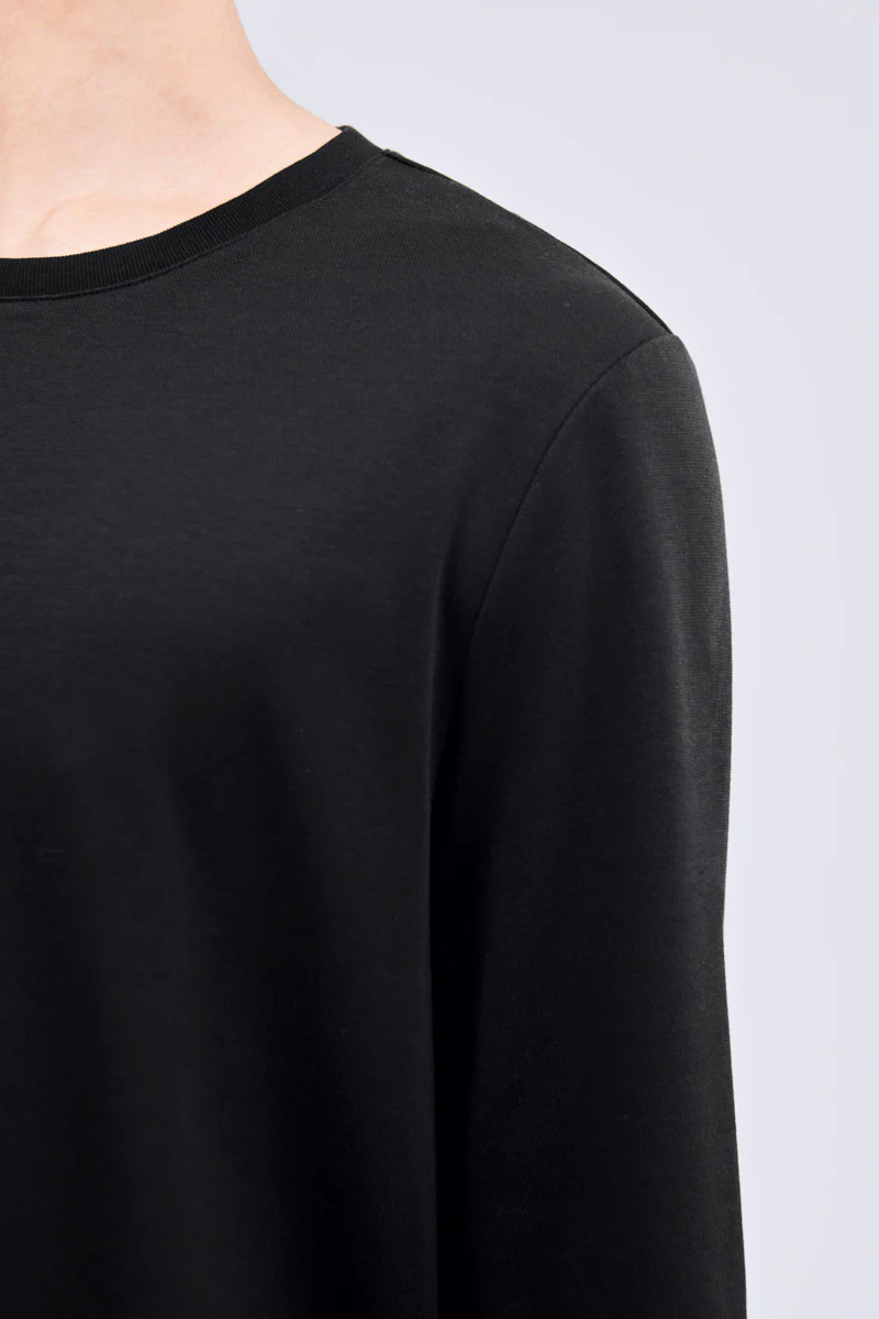 Waterless Dye Long Sleeve Crew Neck T-Shirt | Black BKYD01 - Image 5