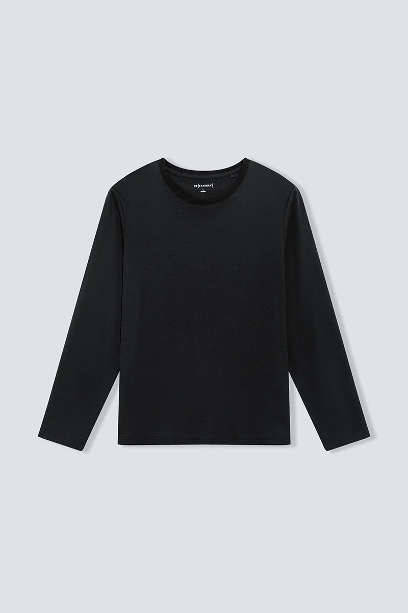 Waterless Dye Long Sleeve Crew Neck T-Shirt | Black BKYD01 - Image 6