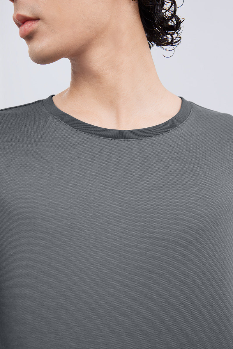 Waterless Dye Long Sleeve Crew Neck T-Shirt | Stone Grey GYYL01 - Image 2