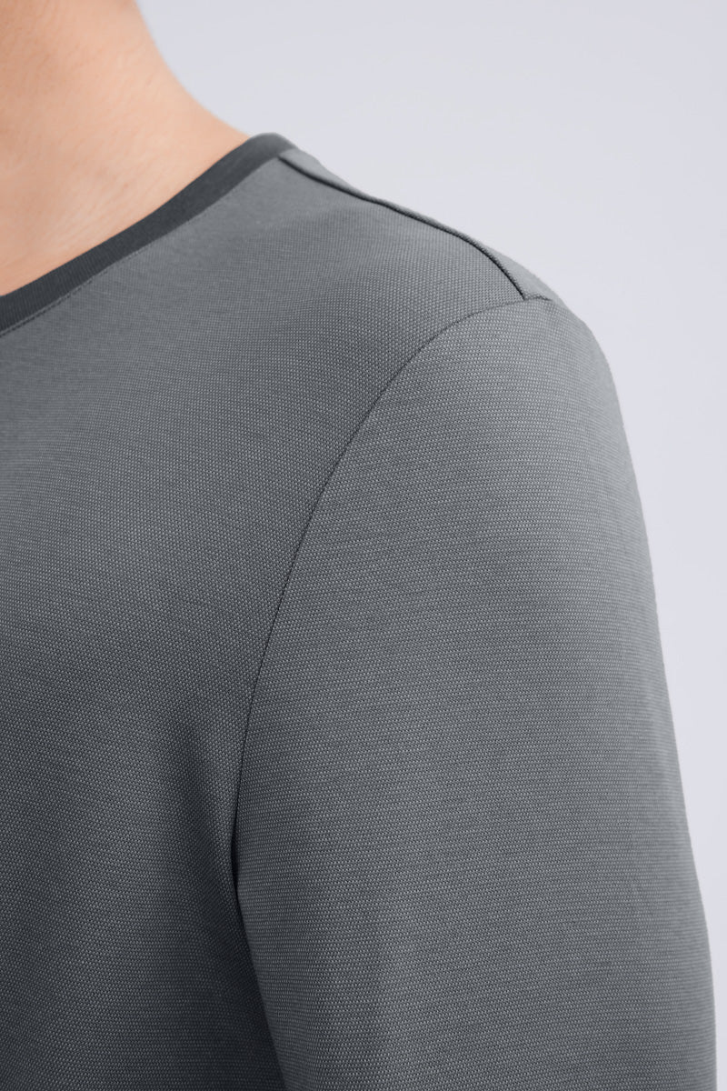 Waterless Dye Long Sleeve Crew Neck T-Shirt | Stone Grey GYYL01 - Image 5