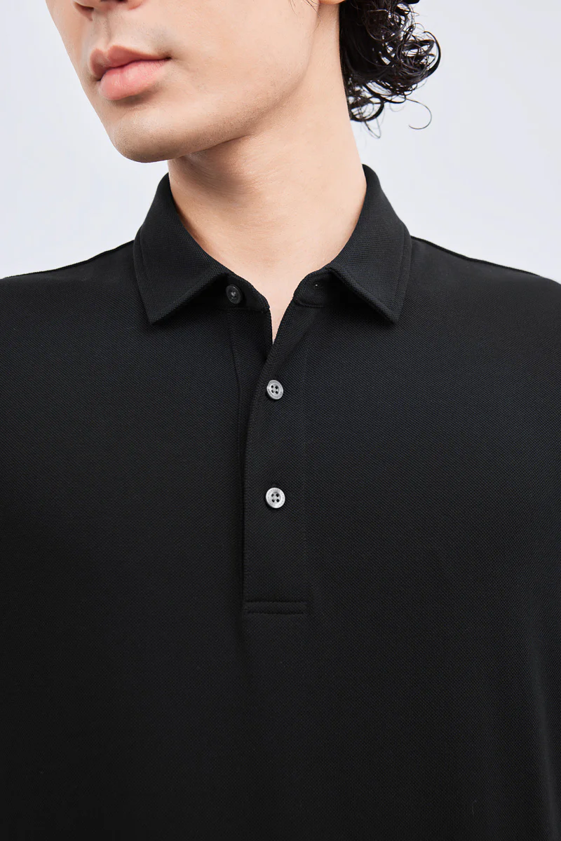 Waterless Dye Pique Polo | Black BKYD01 - Image 2