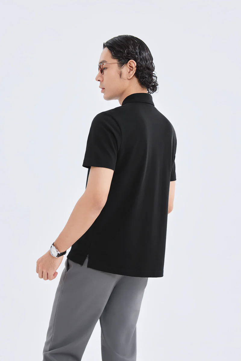 Waterless Dye Pique Polo | Black BKYD01 - Image 3