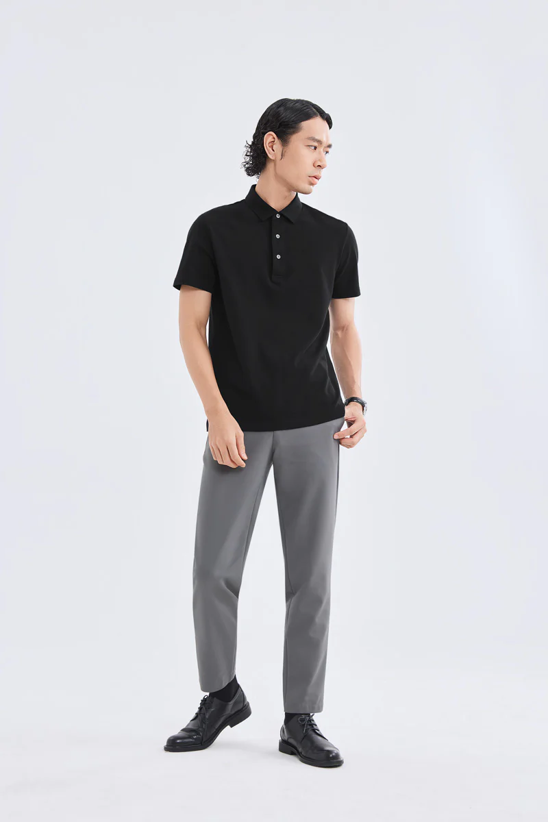 Waterless Dye Pique Polo | Black BKYD01 - Image 4