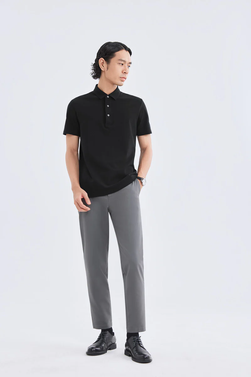 Waterless Dye Pique Polo | Black BKYD01 - Image 6