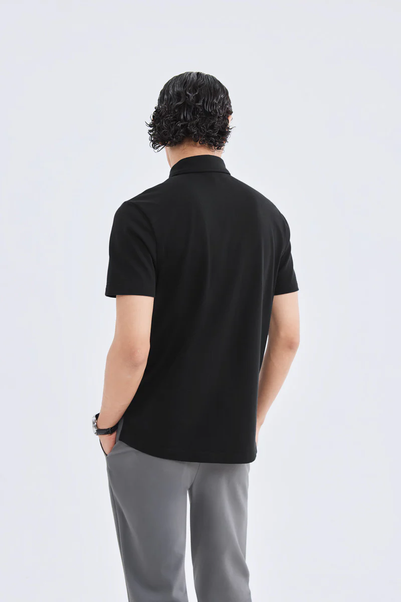 Waterless Dye Pique Polo | Black BKYD01 - Image 7