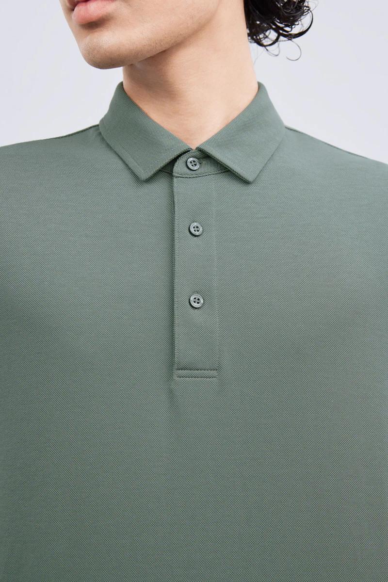 Waterless Dye Pique Polo | Olive GNYD01 - Image 2