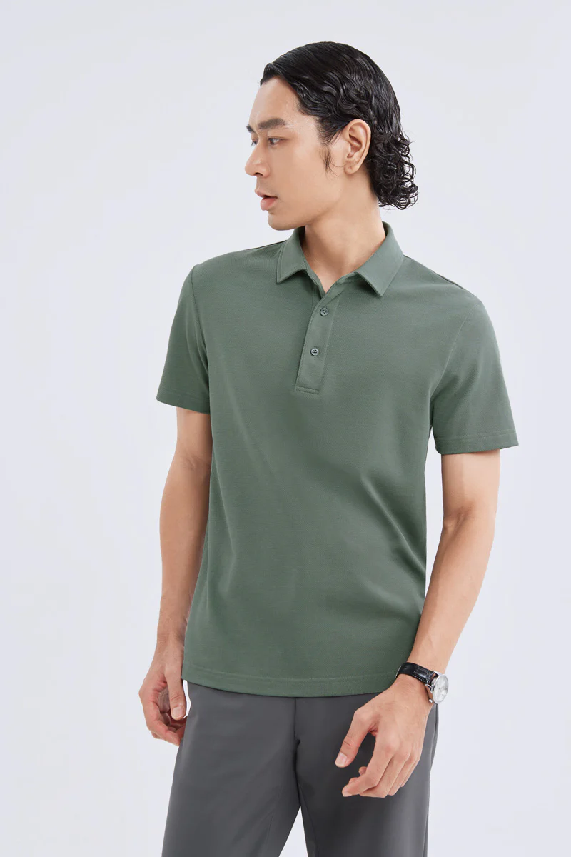 Waterless Dye Pique Polo | Olive GNYD01 - Image 3