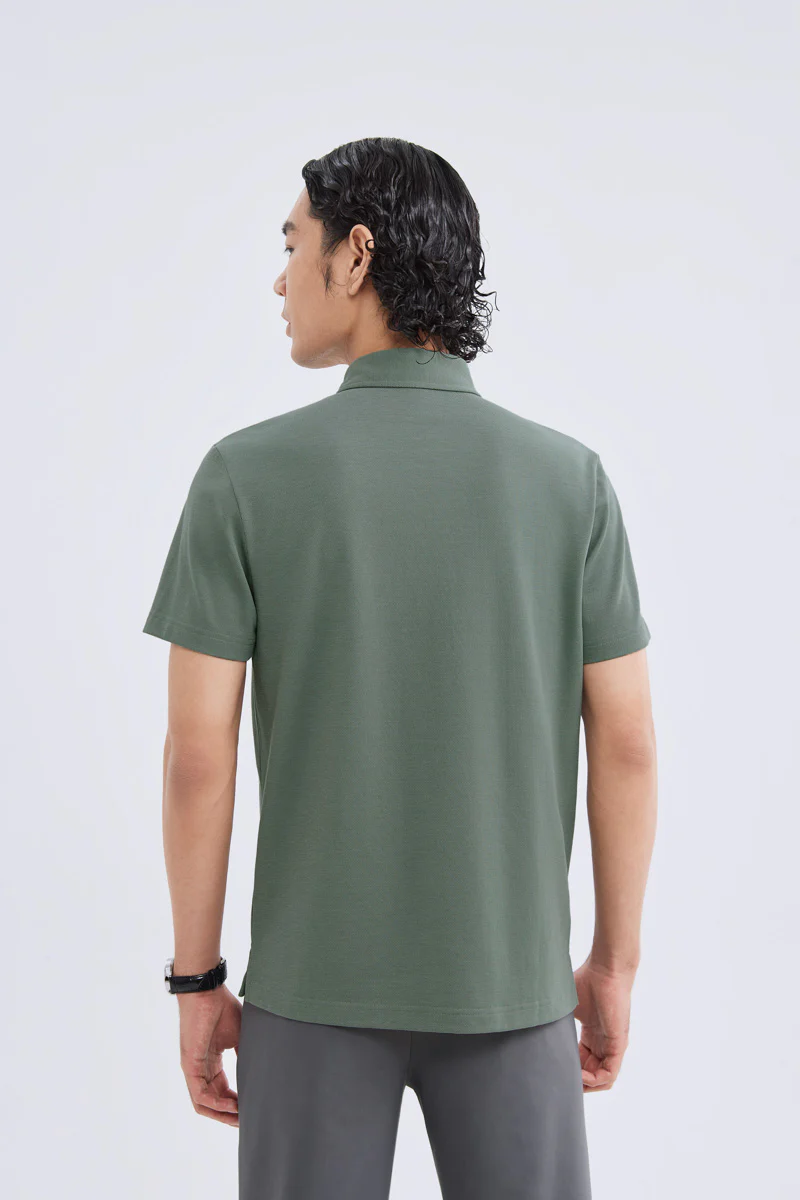 Waterless Dye Pique Polo | Olive GNYD01 - Image 4
