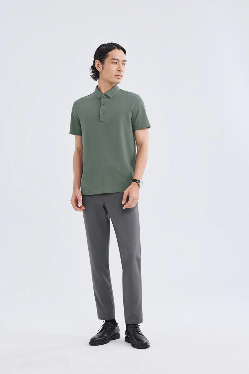 Waterless Dye Pique Polo | Olive GNYD01 - Image 6