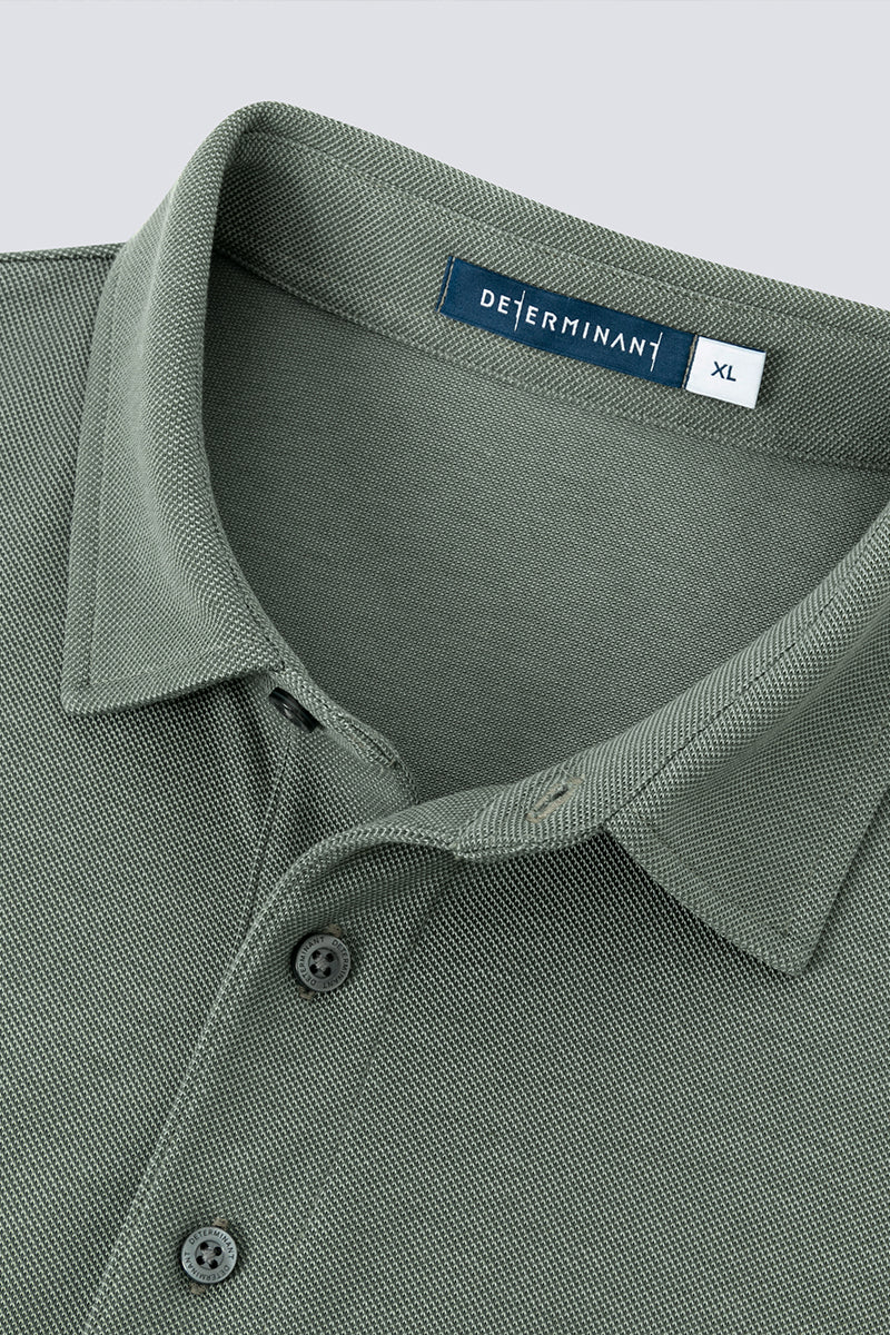 Waterless Dye Pique Polo | Olive GNYD01 - Image 8