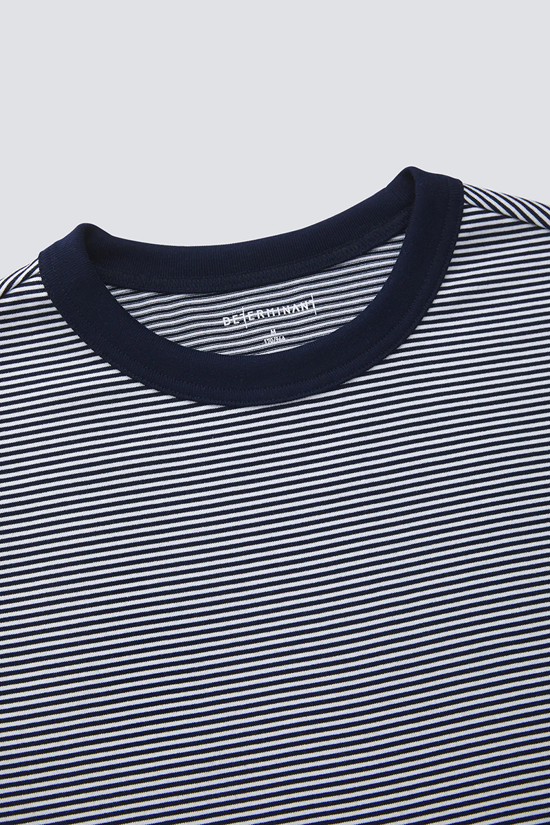 Waterless Dye Relaxed-Fit T-Shirt | Dark Blue Stripes BLWH01 - Image 6