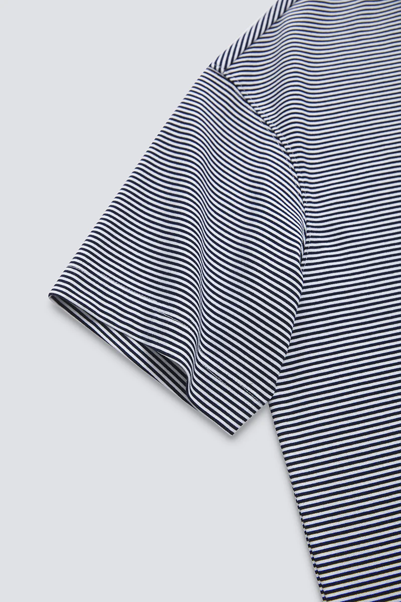 Waterless Dye Relaxed-Fit T-Shirt | Dark Blue Stripes BLWH01 - Image 7