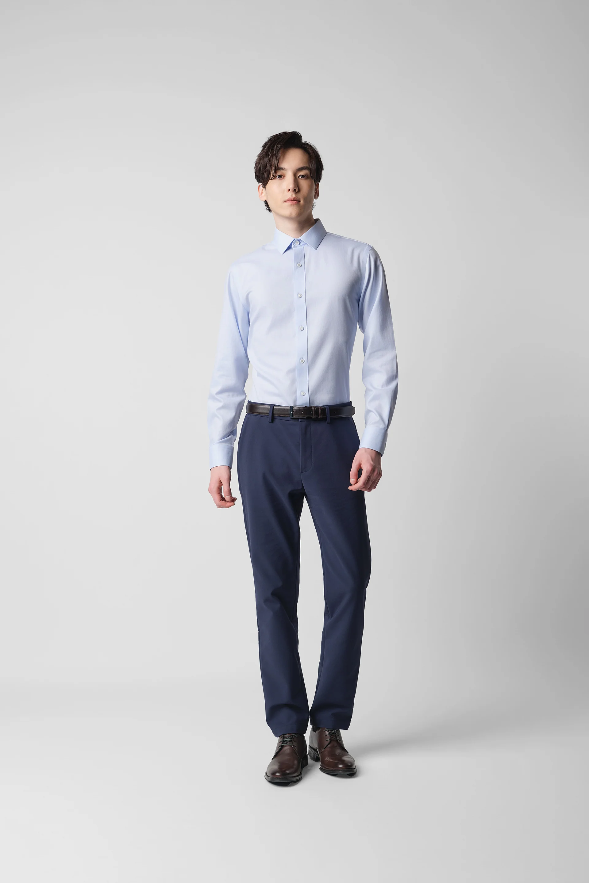 Wrinkle-Free Classic Herringbone Dress Shirt | Light Blue 29288N - Image 6