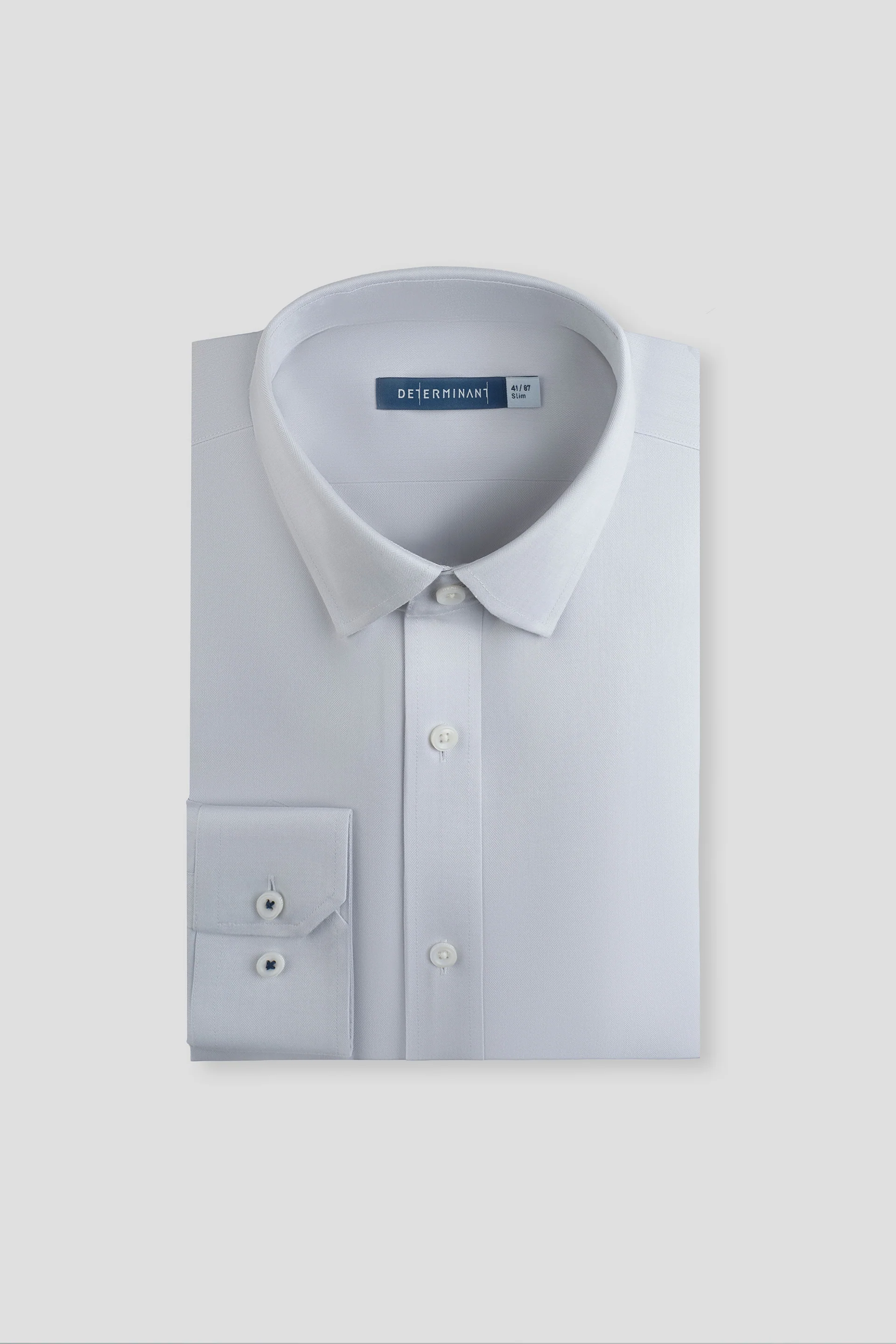 Wrinkle-Free Classic Herringbone Dress Shirt | Light Grey 31880N - Image 4