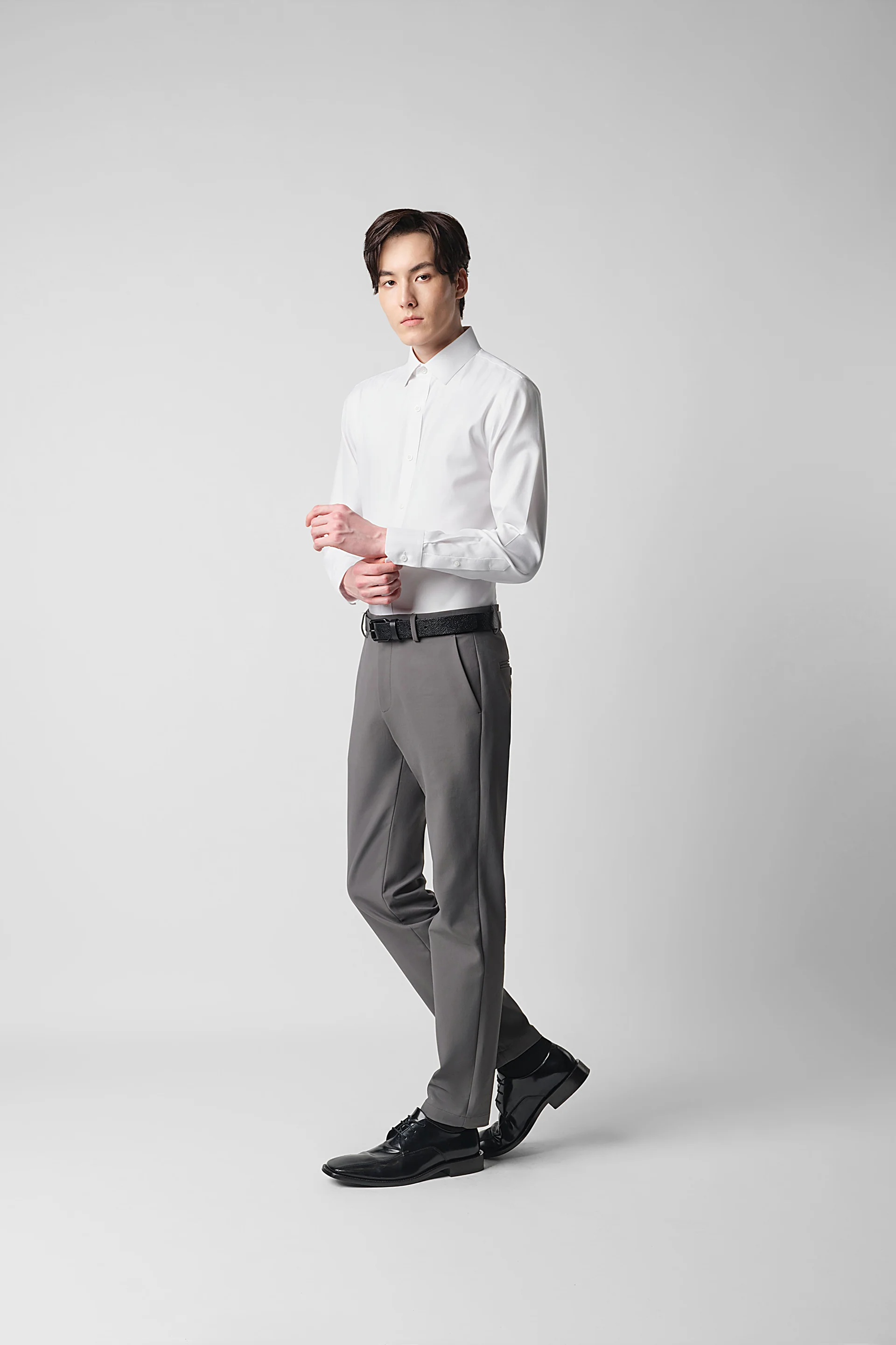 Wrinkle-Free Classic Herringbone Dress Shirt | White WH001Z - Image 6