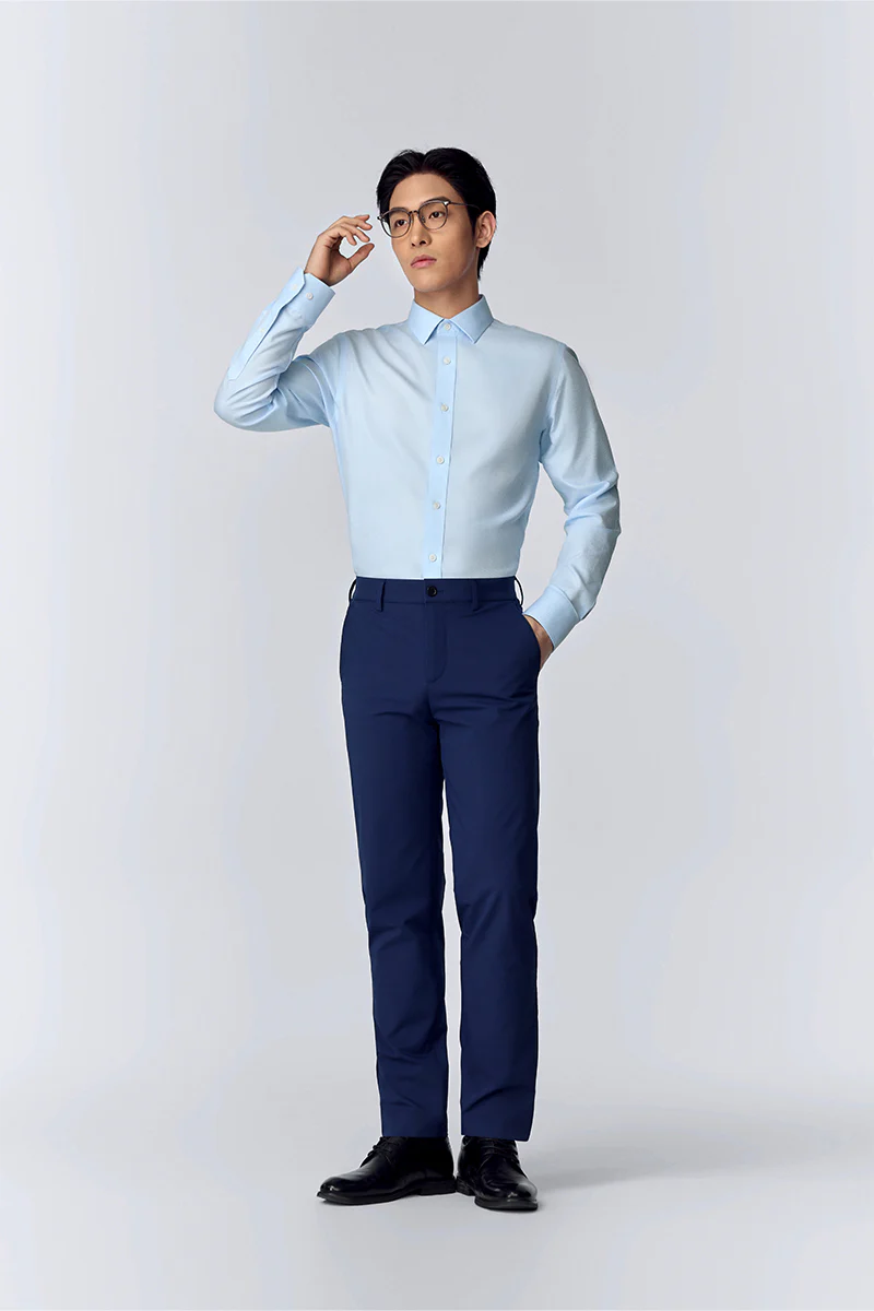 Wrinkle-Free Classic Twill Dress Shirt | Light Blue 9085NZ - Image 6