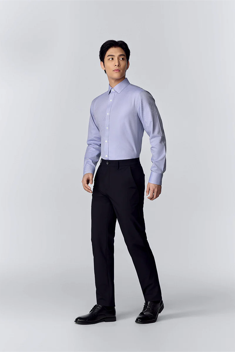 Wrinkle-Free Classic Twill Dress Shirt | Purple 16034N - Image 6