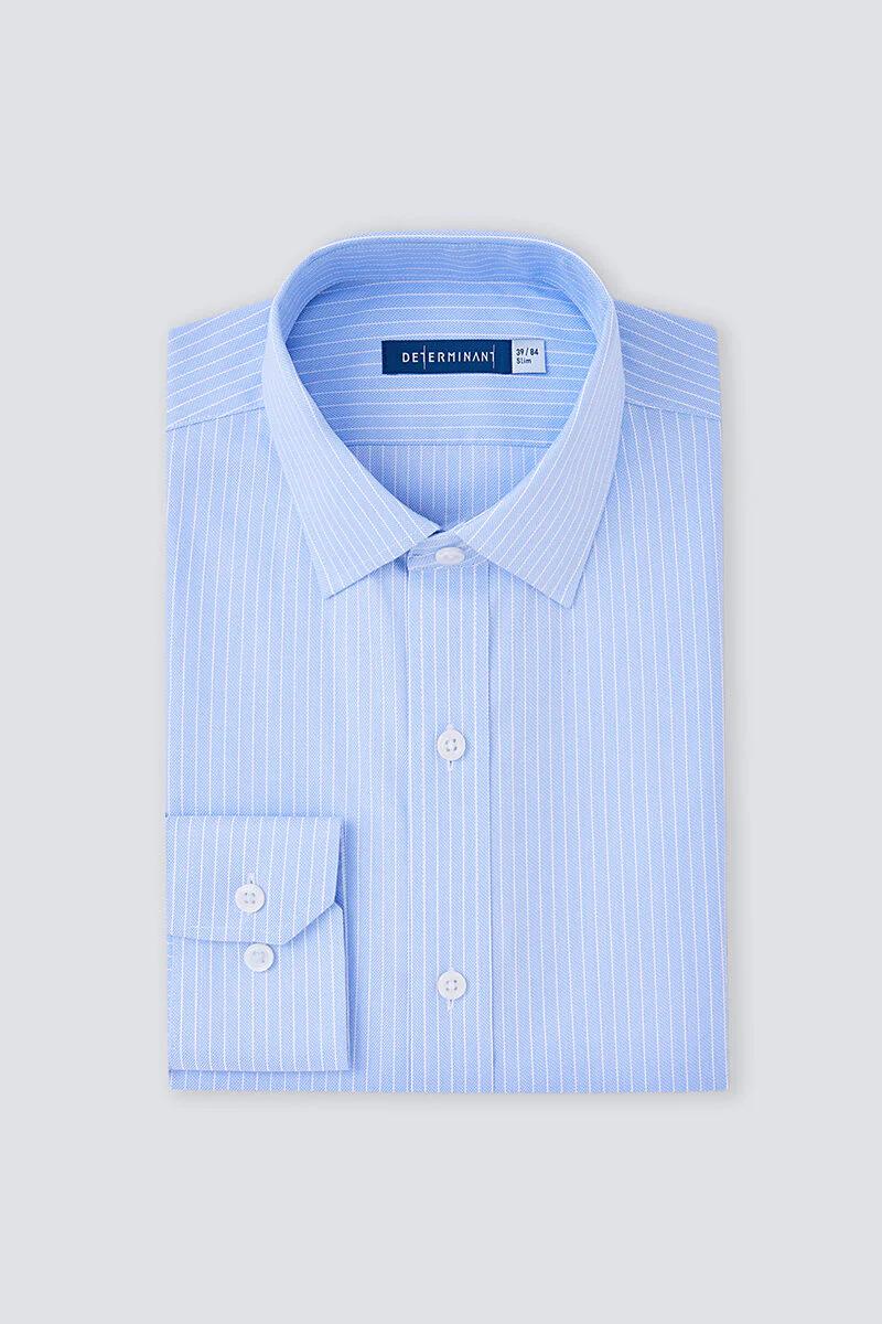 Wrinkle-Free Dobby Dress Shirt | Blue Stripes 8301NZ - Image 10