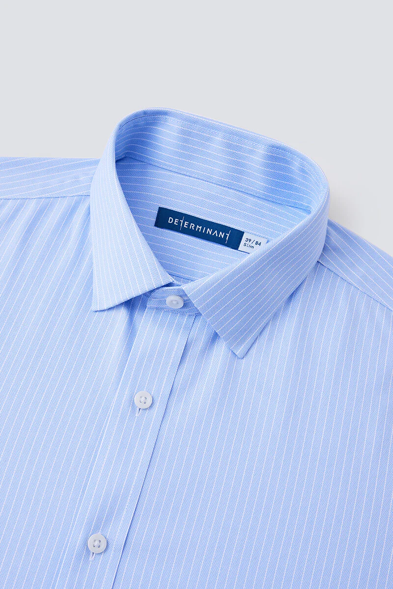 Wrinkle-Free Dobby Dress Shirt | Blue Stripes 8301NZ - Image 6
