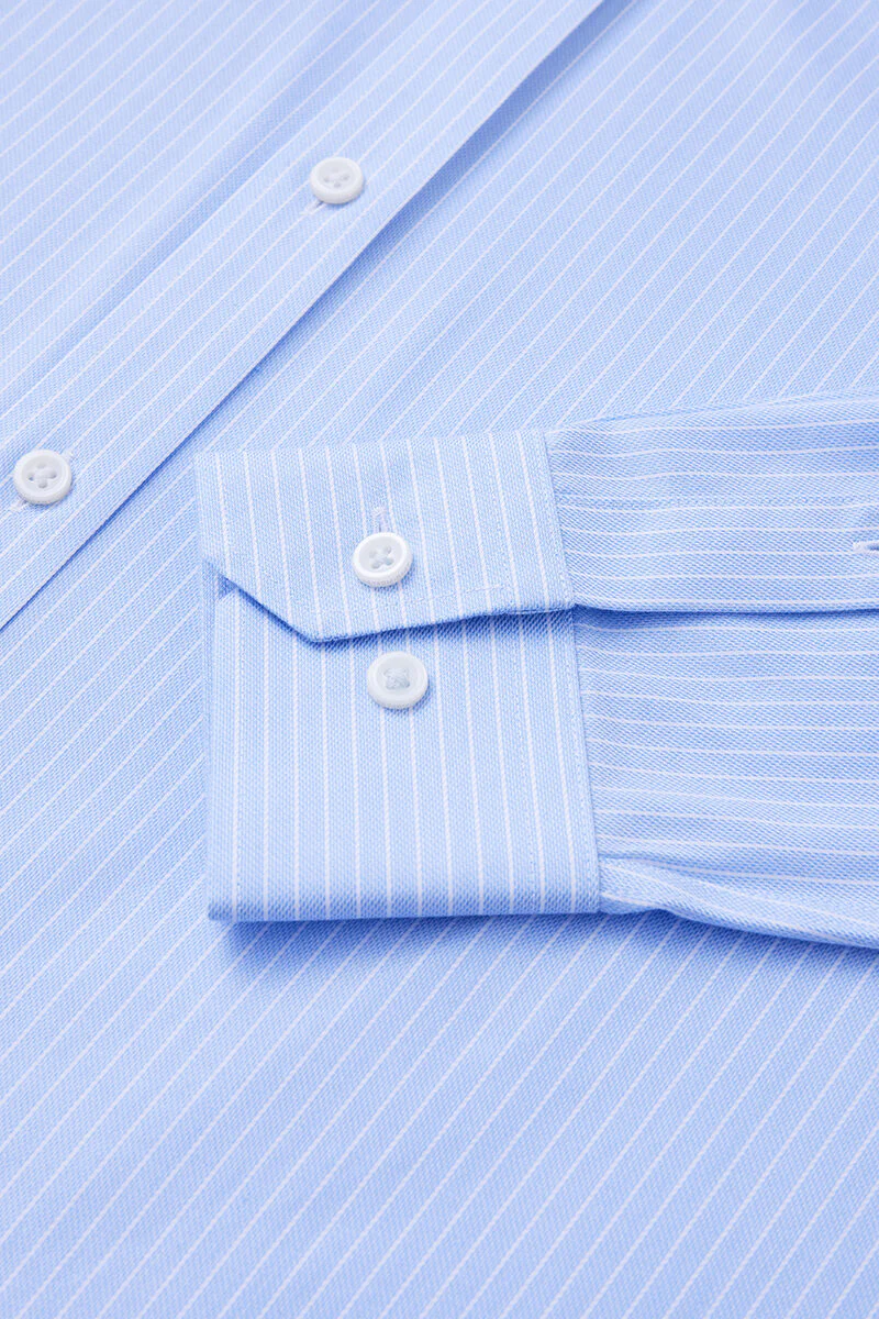 Wrinkle-Free Dobby Dress Shirt | Blue Stripes 8301NZ - Image 7