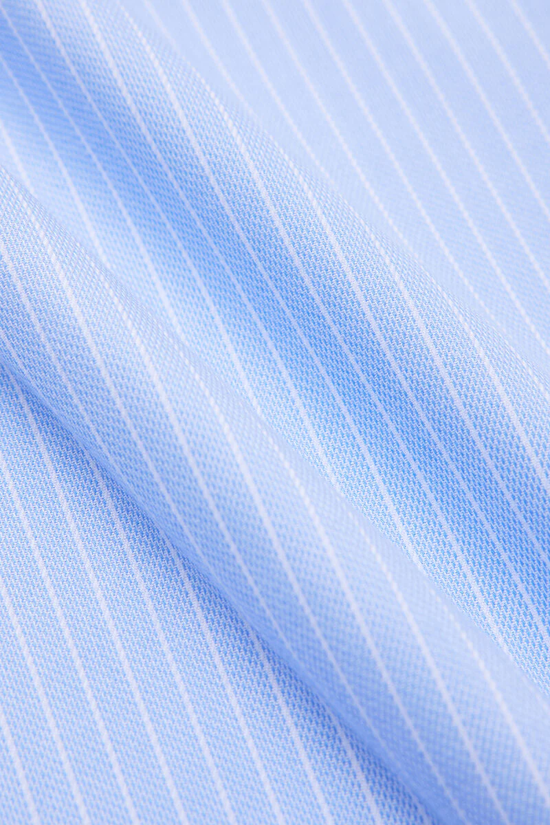 Wrinkle-Free Dobby Dress Shirt | Blue Stripes 8301NZ - Image 8