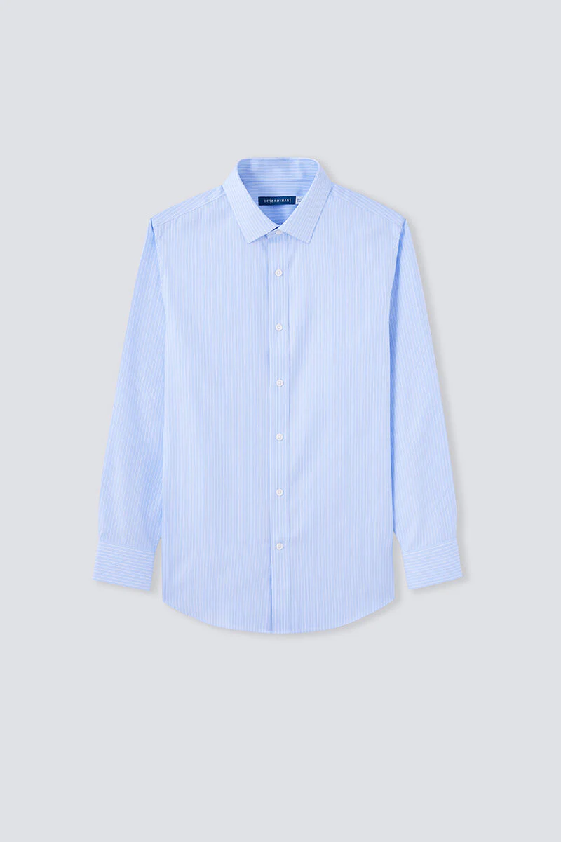 Wrinkle-Free Dobby Dress Shirt | Blue Stripes 8301NZ - Image 9