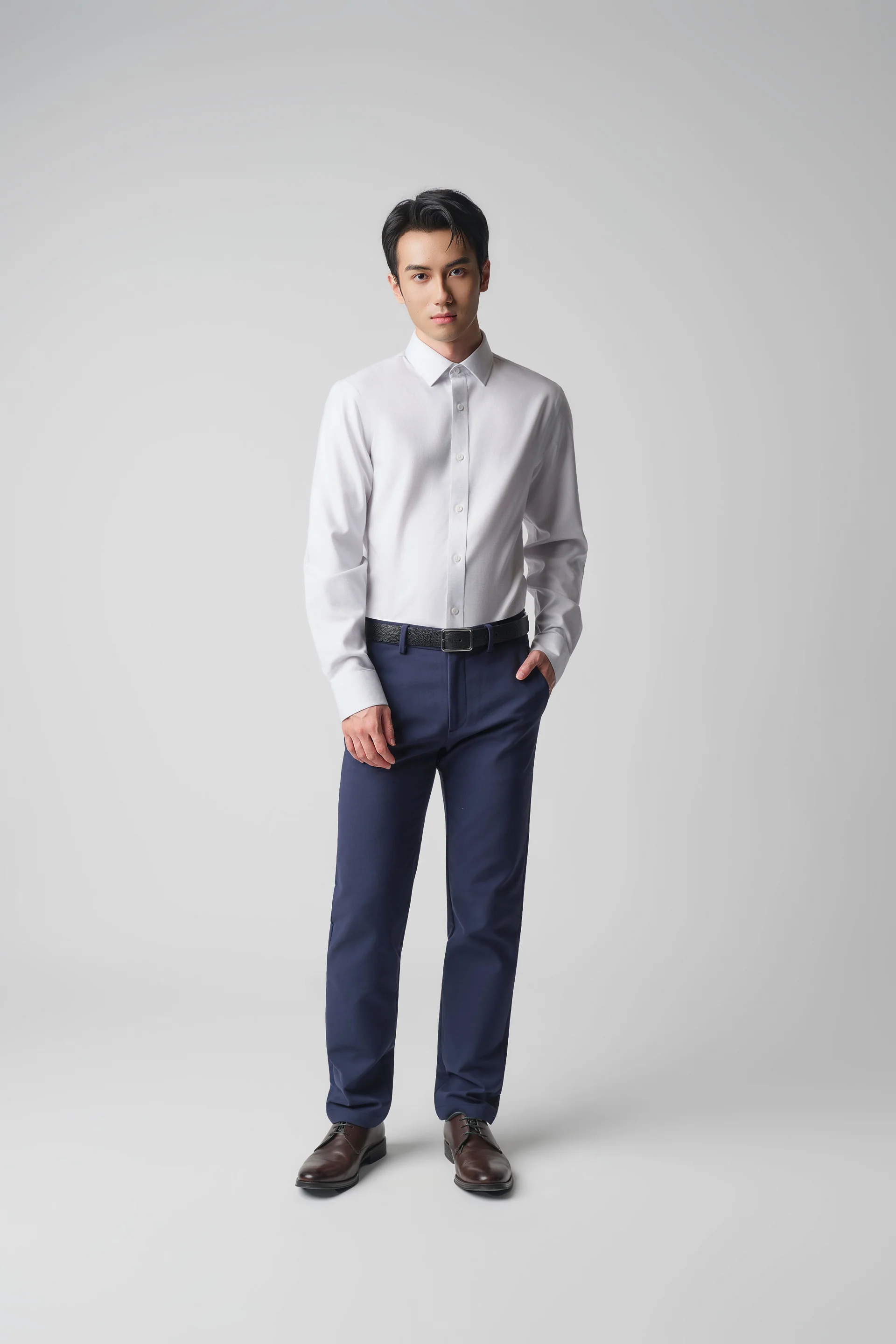 Wrinkle-Free Dobby Twill Dress Shirt | Light Grey Semi Plain 5640NZ - Image 6