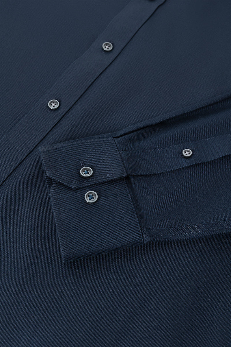 Wrinkle-Free Dobby Twill Dress Shirt | Navy Semi Plain 27587N - Image 10