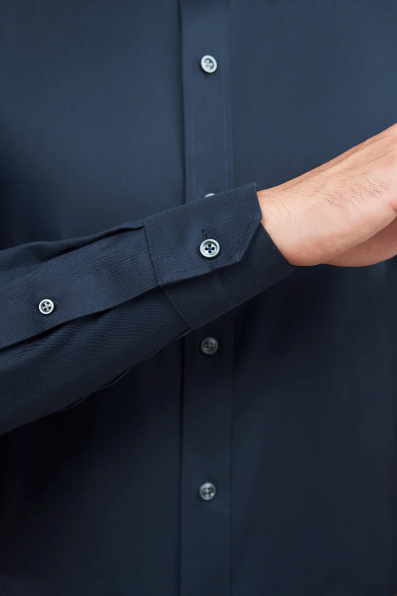 Wrinkle-Free Dobby Twill Dress Shirt | Navy Semi Plain 27587N - Image 5