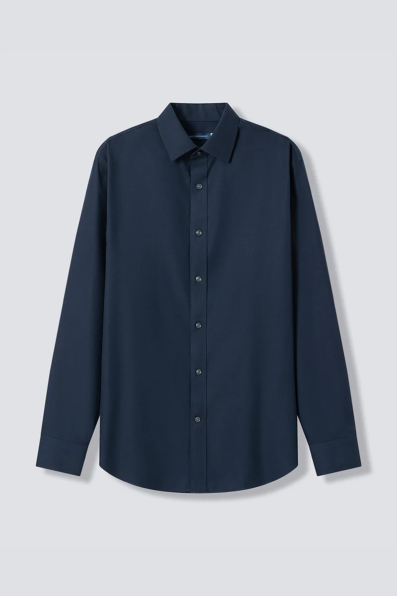 Wrinkle-Free Dobby Twill Dress Shirt | Navy Semi Plain 27587N - Image 6
