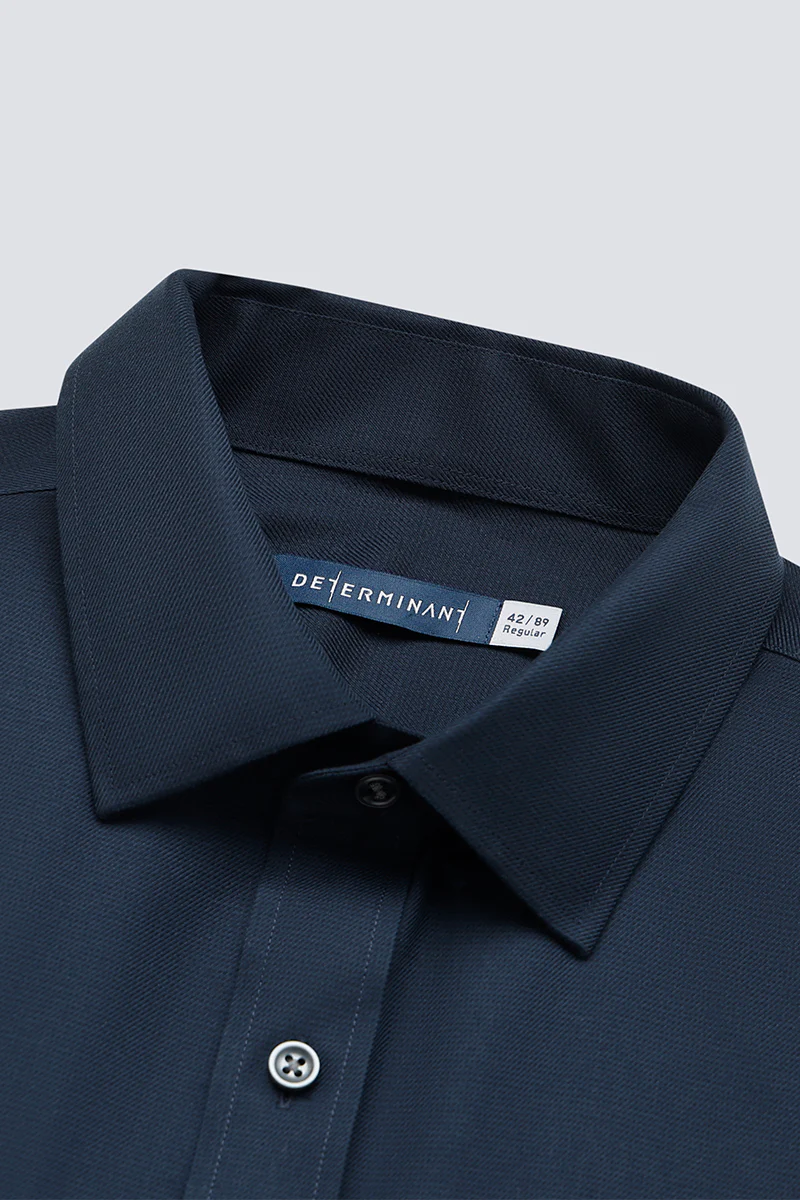Wrinkle-Free Dobby Twill Dress Shirt | Navy Semi Plain 27587N - Image 7