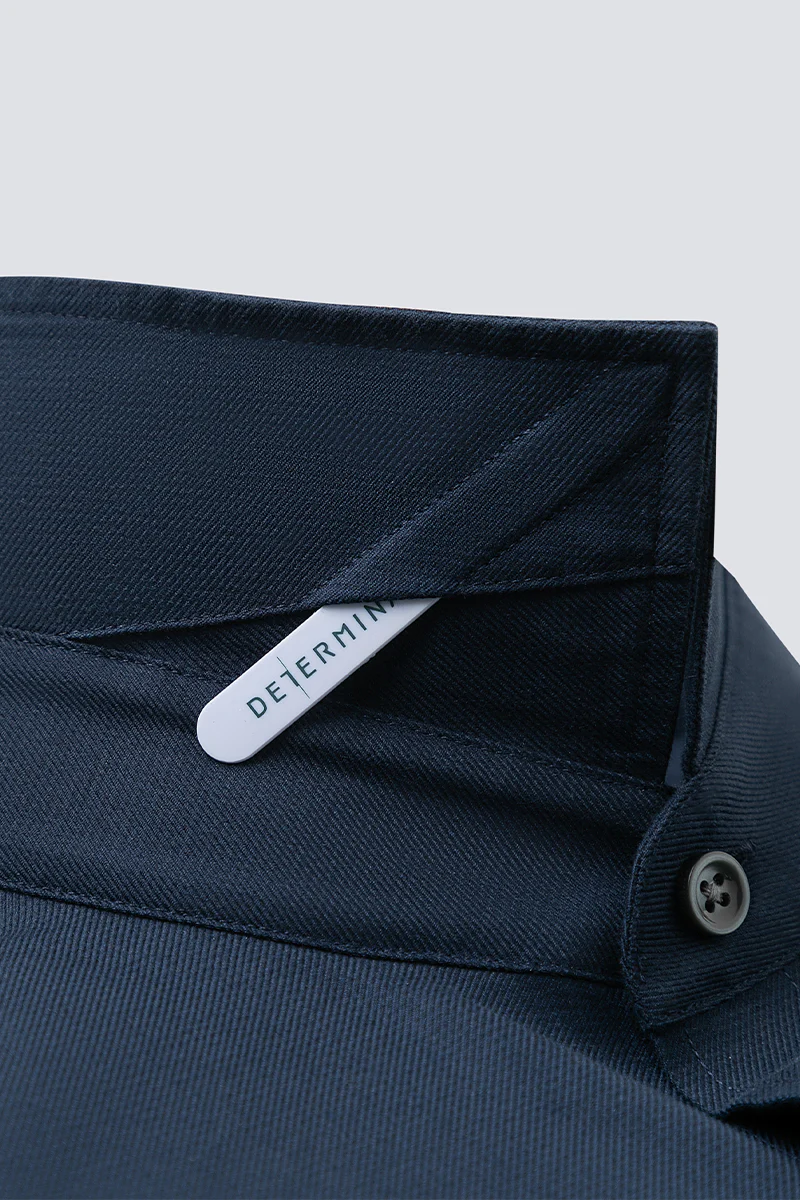 Wrinkle-Free Dobby Twill Dress Shirt | Navy Semi Plain 27587N - Image 9