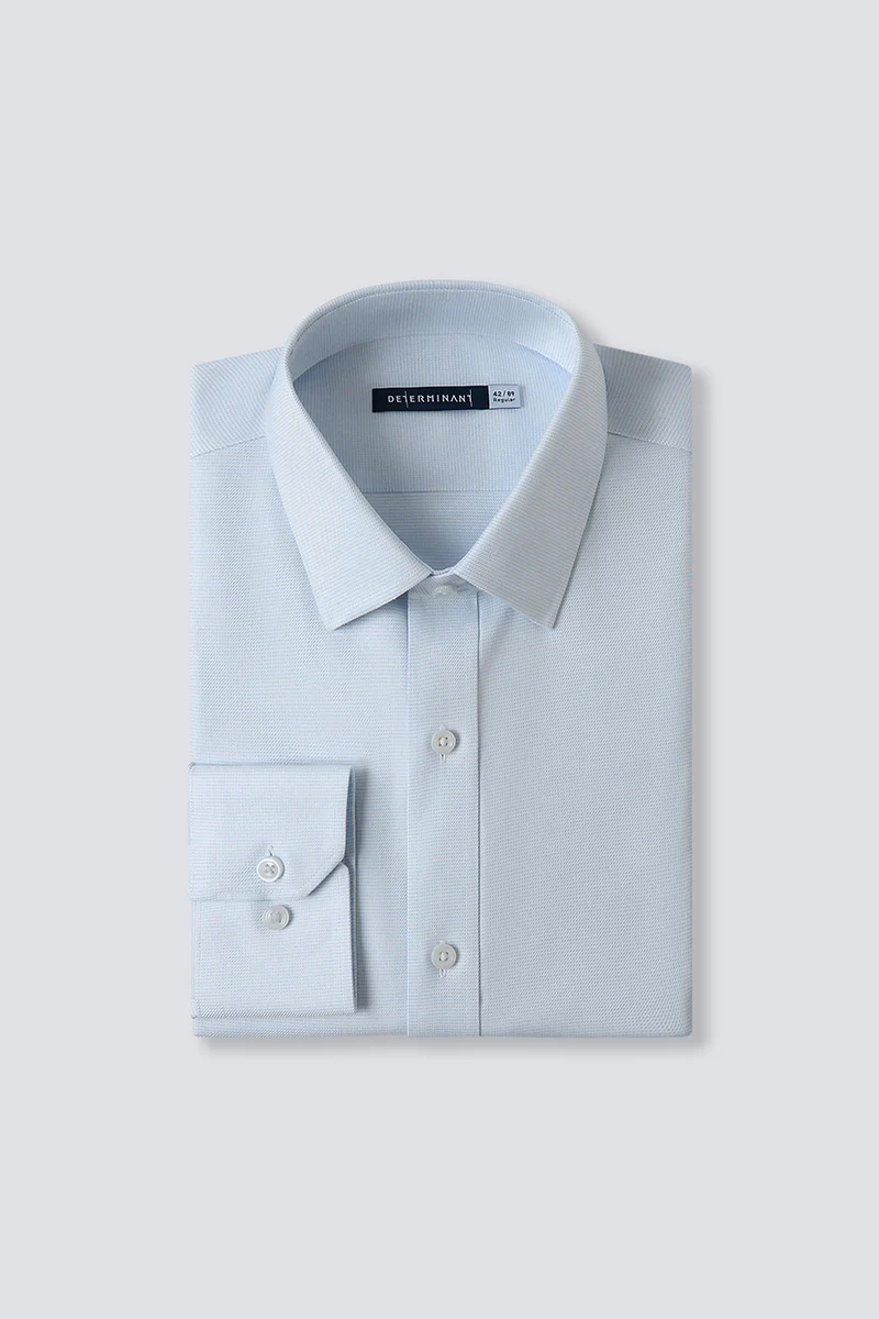 Wrinkle-Free Dobby Twill Dress Shirt | Pale Blue Semi Plain 27585N - Image 11