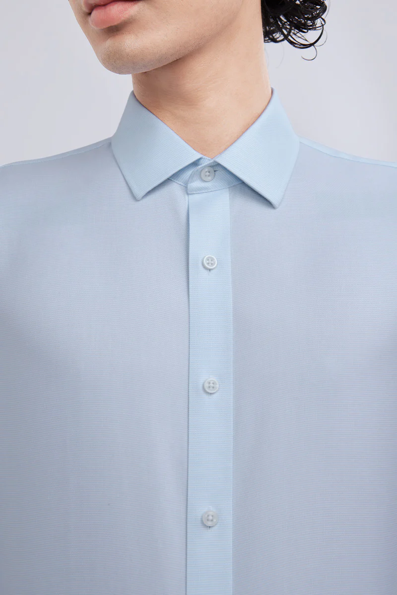 Wrinkle-Free Dobby Twill Dress Shirt | Pale Blue Semi Plain 27585N - Image 2