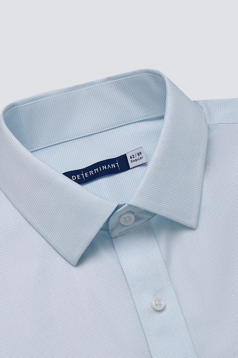 Wrinkle-Free Dobby Twill Dress Shirt | Pale Blue Semi Plain 27585N - Image 8