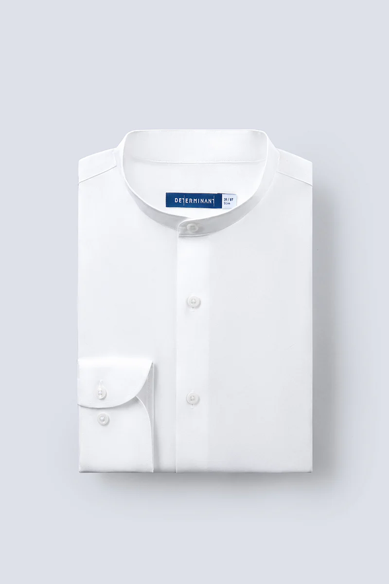 Wrinkle-Free Mandarin Collar Dress Shirt | White WH001Z - Image 10
