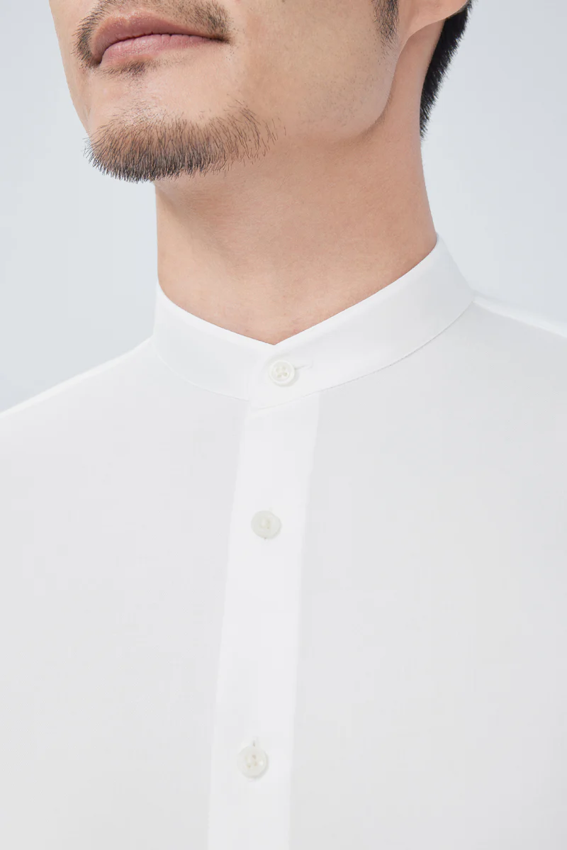 Wrinkle-Free Mandarin Collar Dress Shirt | White WH001Z - Image 2