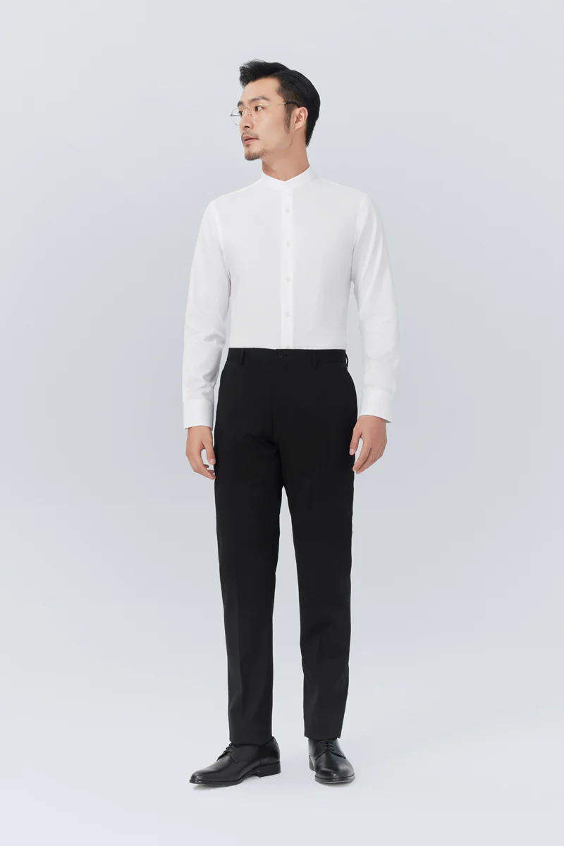 Wrinkle-Free Mandarin Collar Dress Shirt | White WH001Z - Image 3